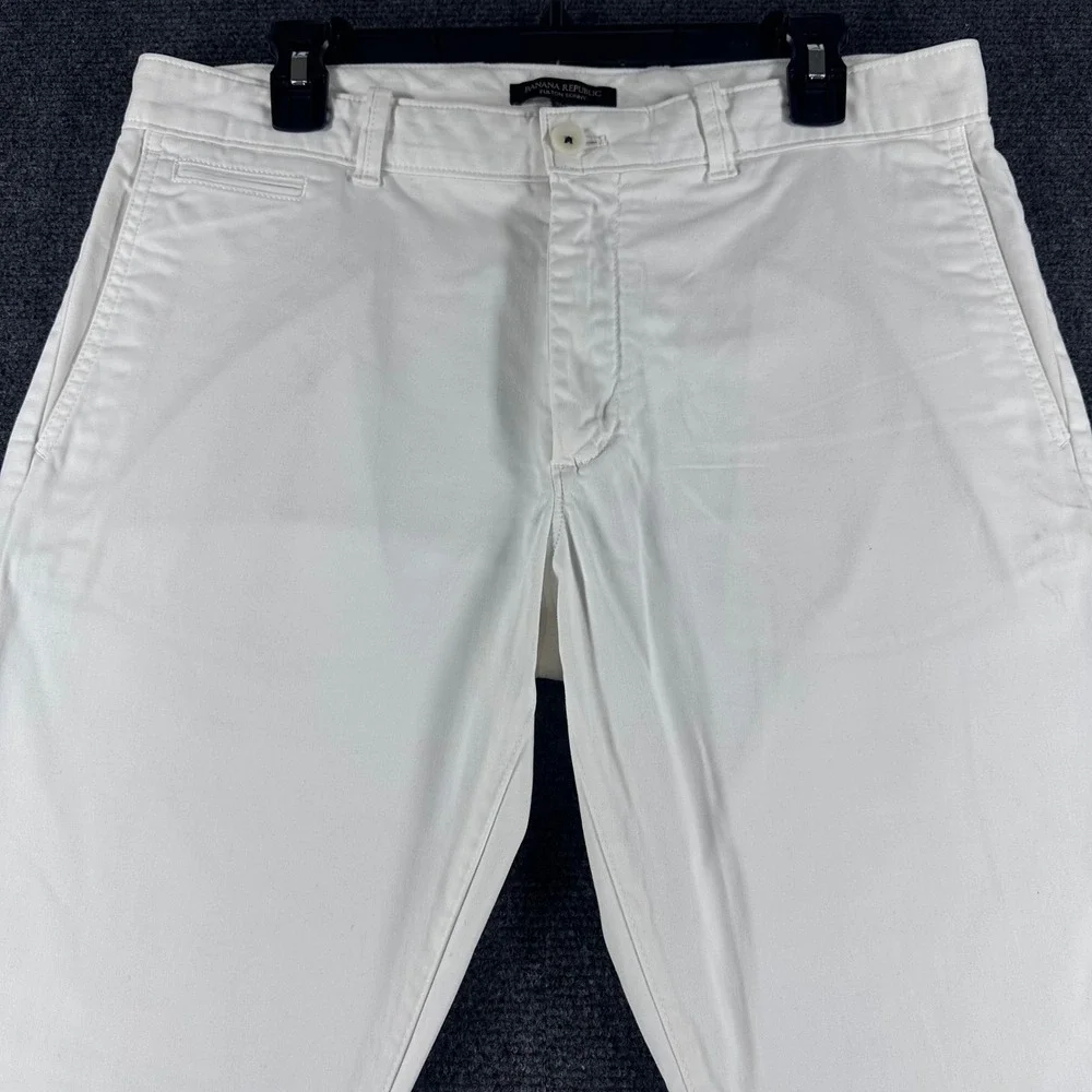 Banana Republic Fulton Skinny Pants Mens 33x30 White Chino Trousers Stretch